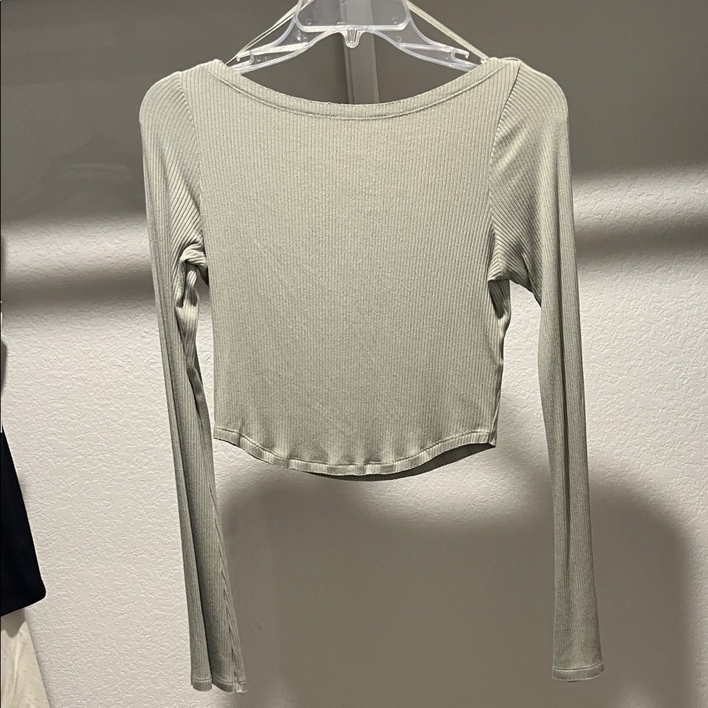 Garage Ribbed Long Sleeve Blouse - Cream